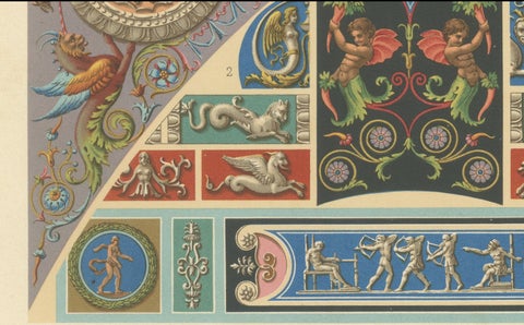 Renaissance Medallions & Mythological Grotesques, Classical Ornament, 1869, close-up 3