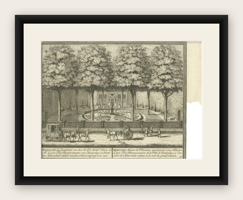 Antique Print of the 'Meervliet' Estate by De Leth, c.1729, shown framed
