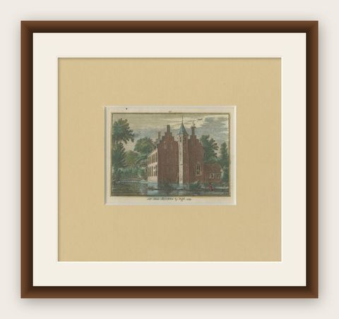 Antique Print of the Former Altena Castle near Delft, The Netherlands c.1750, shown framed