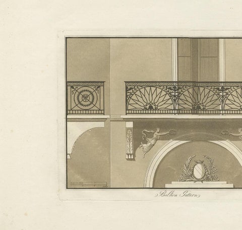 Antique Print of the Architecture of a Balcony by Spiegl, circa 1730, view 3