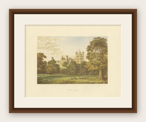 Antique Print of Penrhyn Castle by Morris, circa 1880, shown framed