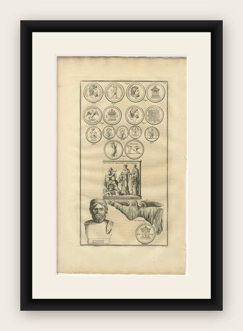 Jupiter Cults and Roman Coins, Composite Classical Engraving, Montfaucon 1721, shown framed