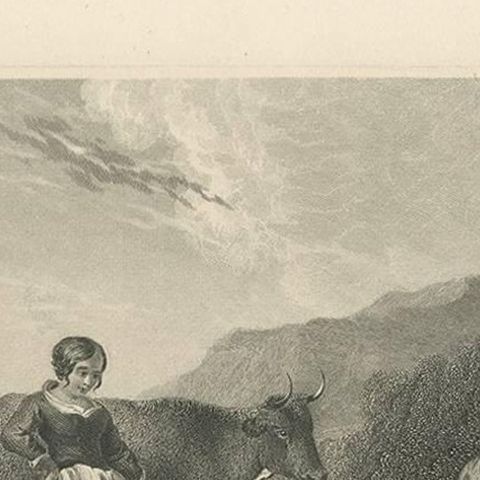 Antique Print of the Wayside Fountain by F. Humphrys, circa 1880, close-up 1