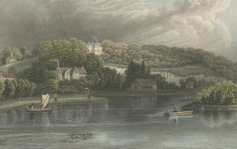 Antique engraving of Hedsor on the Thames, Lord Boston’s estate, Tombleson, 1832, close-up 3