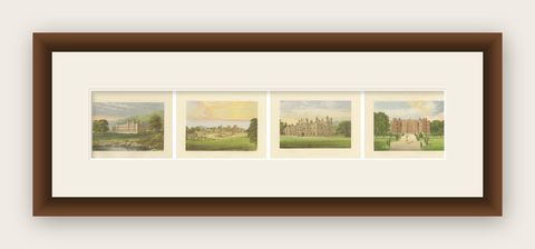 Victorian Estate Views, Scone Palace, Witley Court, Glanusk Park, ca.1850, shown framed