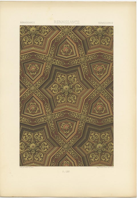 Pl. 65 Antique Print of Renaissance Ornaments by Racinet (c.1890), view 3