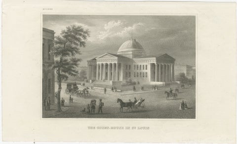 St Louis Court House Antique Print, Missouri Architecture View c.1850, view 2