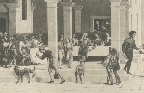 Italian Renaissance Street Scenes, Set of 2 Decorative Engravings, ca.1880, close-up 5