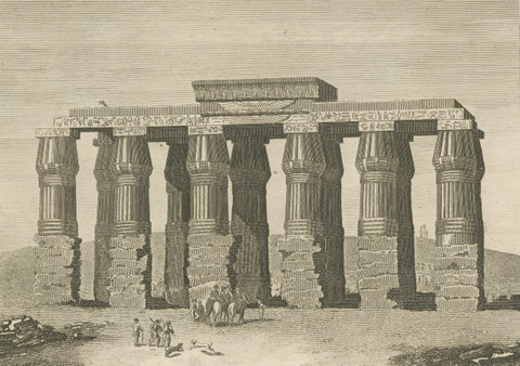 Antique Copperplate Engraving of Ruins of the Temple of Hermopolis, 1820, close-up 3