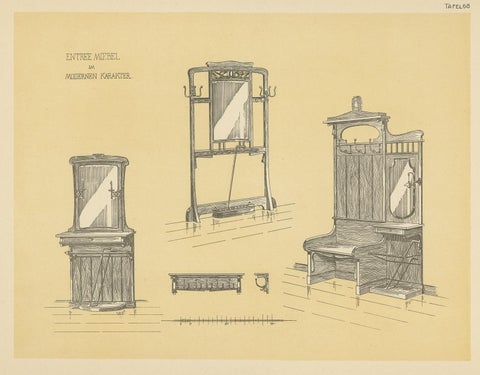 Antique Design Print of Entryway Furniture by Kramer, circa 1910, view 2