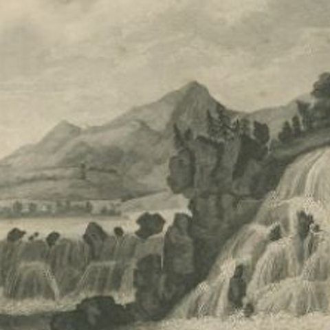 Antique Print of the Luding Bridge by Kelly, c.1850, close-up 2