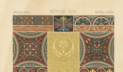 Middle Ages Decorative Motifs, Gothic Tile and Border Designs, c.1869, close-up 1