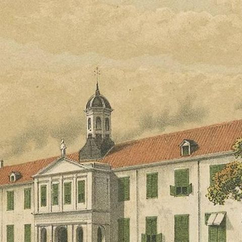 Antique Print of a Building in Batavia 'Indonesia' by M.T.H. Perelaer, 1888, close-up 2