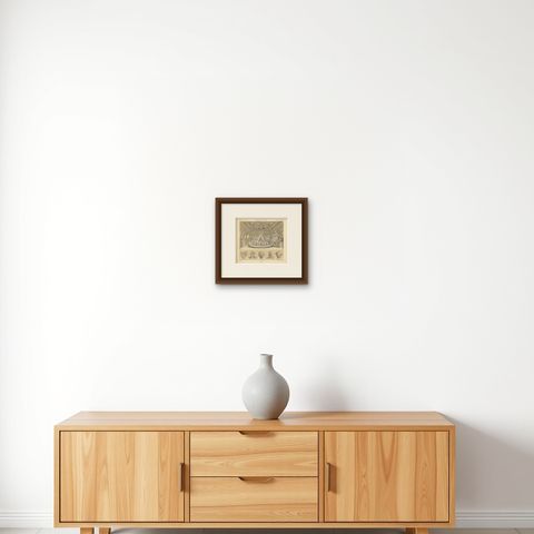 Pl. 87 Antique Print of European Decorative Objects by Racinet, circa 1880, shown framed on a wall, true to size