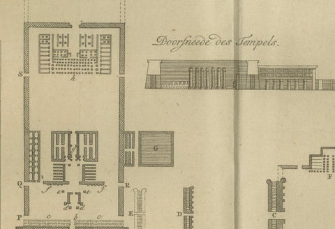 Temple of Jupiter in Thebes, Floor Plan and Gate Elevations, circa 1710, close-up 4