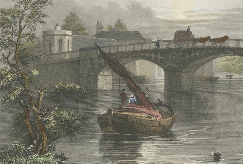 Antique engraving of Windsor Bridge on the Thames, Tombleson, c.1832 to 1834, close-up 5