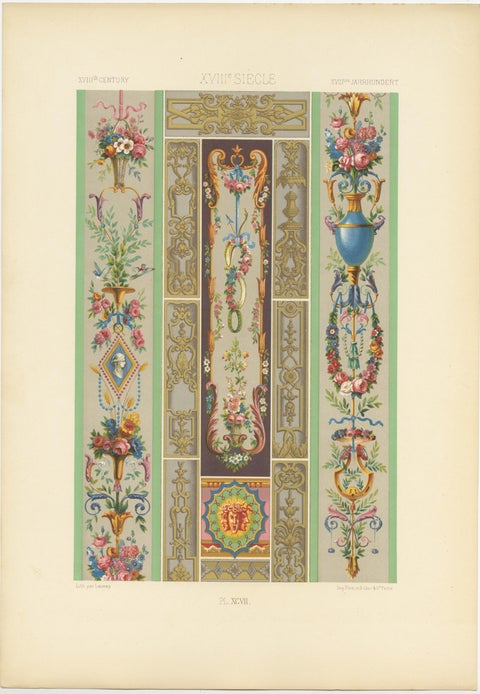 Pl. 97 Antique Print of 18th Century Ornaments by Racinet, 'circa 1890', view 2