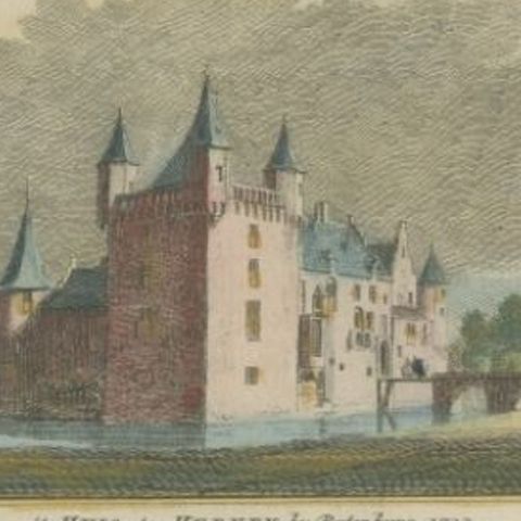 Antique Print of Hernen Castle, Batenburg, the Netherlands, close-up 2
