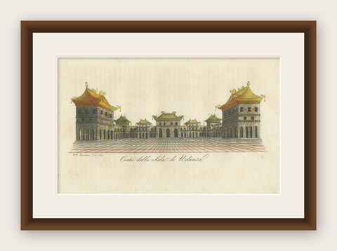 Antique Print of the Imperiall Hall of Audience by Ferrario '1823', shown framed