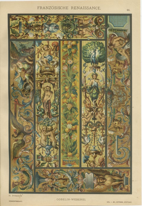 Set of 4 Renaissance Design Prints by H. Dolmetsch, Gobelins, Enamels and More, view 2