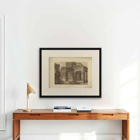 Antique Print of the Arch of the Goldsmith by Abbot, 1820, shown framed on a wall, true to size