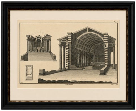 Grand Roman Basilica Interior, Antique Engraving by Montfaucon, 1721