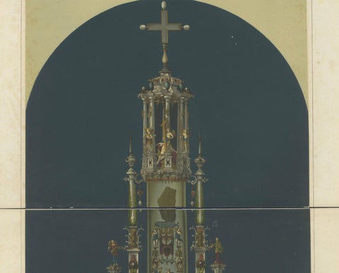 Monumental Bavarian Altars, Architectural Triptych, Munich 1874, close-up 5