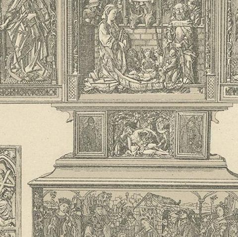 Pl. 11 Antique Print of European Decorative Objects by Racinet, circa 1880, close-up 2
