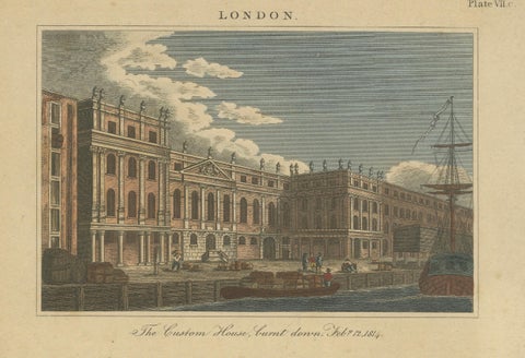 Architectural Evolution: London's Custom House and Commercial Hall, 1815, close-up 1