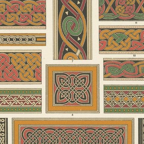 Pl. 38 Antique Print of Celtic Ornaments by Racinet, 'circa 1890', close-up 1
