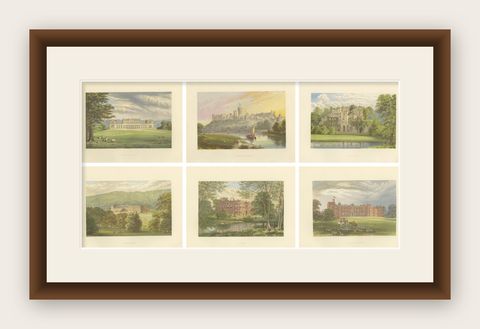 Victorian Country House Views, Harewood, Chatsworth, Windsor Castle, ca.1850, shown framed