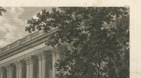 Antique Louvre Paris Colonnade Architectural Engraving, French Neoclassical 1803, close-up 6
