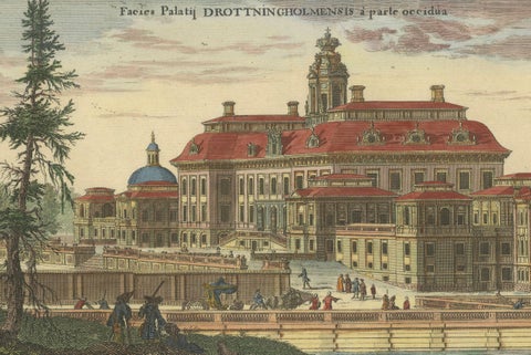 Drottningholm Palace in Sweden: East and West Views by Dahlbergh, 1707, close-up 1