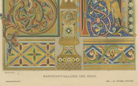 Romanesque Decorative Prints by H. Dolmetsch, 1887, Manuscript and Mural Designs, close-up 5