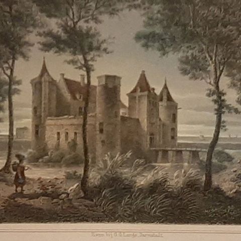Nicely Framed View of Muiden Castle, the Netherlands, 1858, close-up 3