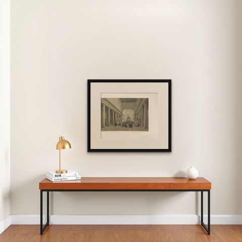 Basilica of San Lorenzo fuori le Mura Interior, Rome, Benoist 1869 Lithograph, shown framed on a wall, true to size