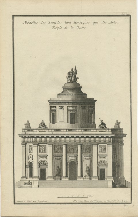 Neoclassical Visions: De Neufforge's Temple Designs Original Engravings, ca.1770, view 3
