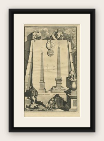 Antique Print of the Vatican Obelisk, C.1705, shown framed