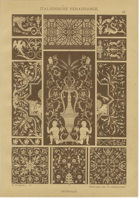 Vibrant Italian Renaissance Decorative Art Plates, Original Chromolithos, 1887, view 2