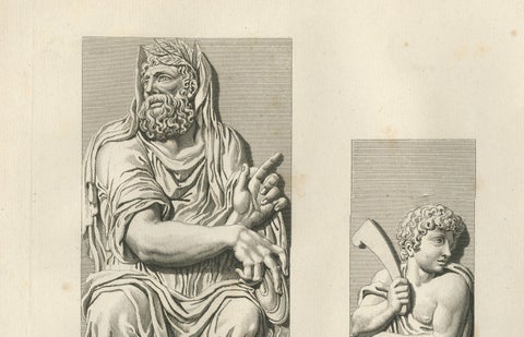 Antique Louvre Architectural Relief Engravings, French Neoclassical Plates 1803, close-up 2