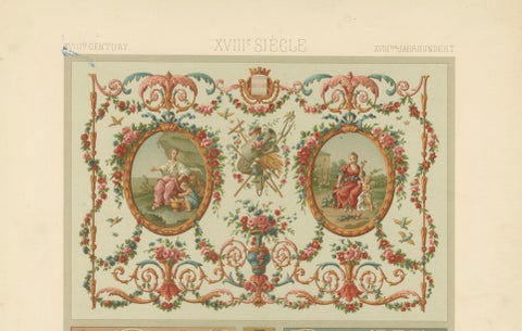 Louis XVI Decorative Panel Chromolithograph by Albert Racinet, Paris, c. 1873, close-up 6