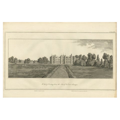 West View of Cowdray House, Historic Sussex Estate Engraving, 1796