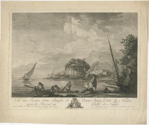 Neapolitan Ruins, Antique Engraved View of the Temple of Venus, Nisida, 1761, view 2