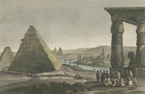 Timeless Majesty: The Pyramids of Egypt, A Rare 1828 Engraved Masterpiece, close-up 4