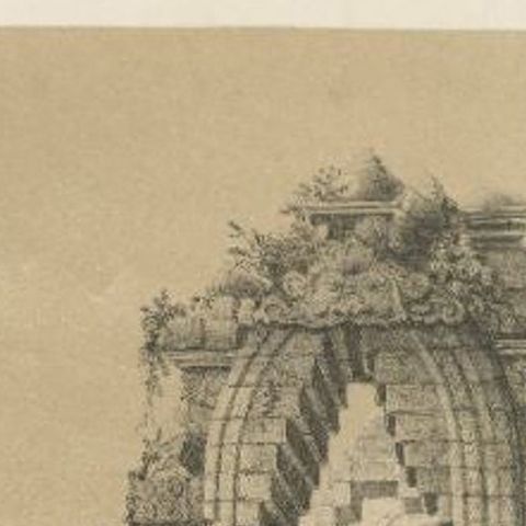 Antique Print of the Borobudur Temple Portal near Yogyakarta, Indonesia, c.1880, close-up 1