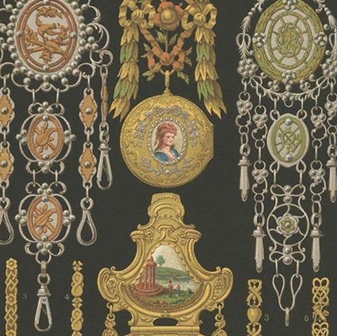 Pl. 94 Antique Print of XVIIth, XVIIIth Century Ornaments by Racinet (c.1890), close-up 1