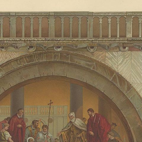 Pl. 8 Antique Print of the Portal of San Pietro of the Basilica of San Marco, close-up 1