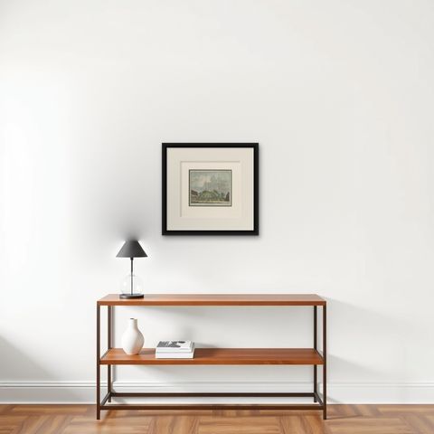 Antique Print of Leiden Castle in the Netherlands, circa 1765, shown framed on a wall, true to size