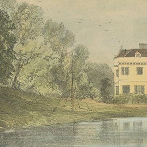 Antique Print of Harleyford Manor by Hanhart '1857', close-up 2