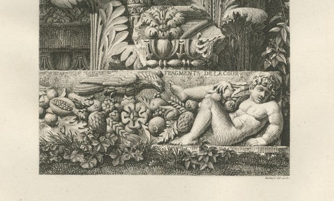 Antique French Architectural Engravings Pair, Baltard Louvre Plates, Paris 1803, close-up 2